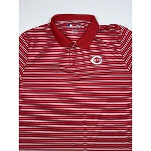 Mens MLB Cincinnati Reds‎ Red White Stripe Polo Shirt XXL TX3 Cool